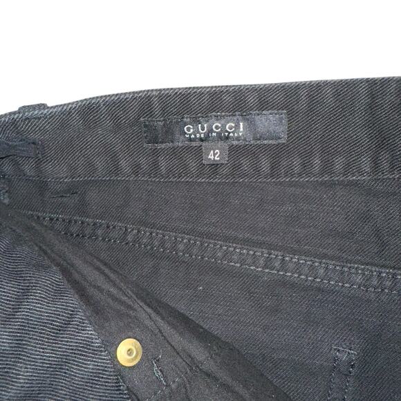 GUCCI Black Mid-Rise Wide Leg Pocket Logo Jeans IT 42 US 6 - Picture 4 of 13